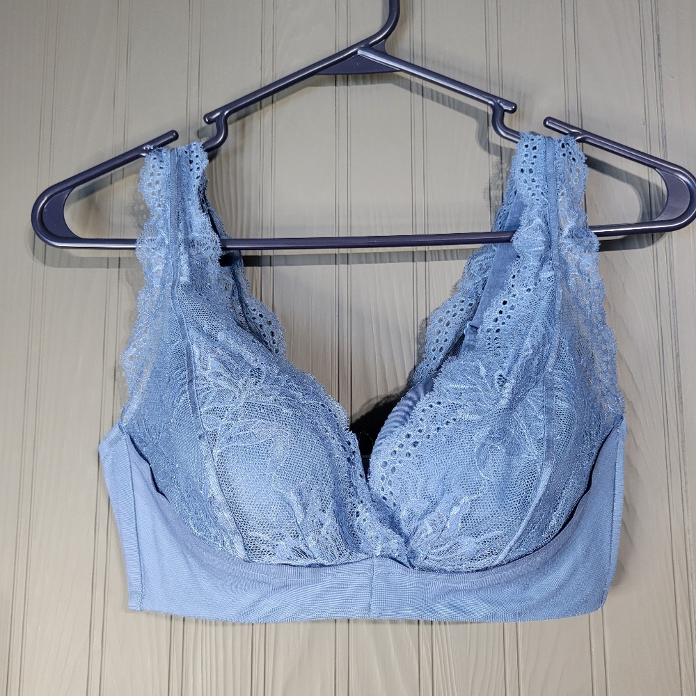 Understance Lace Bra Wireless Adjustable Staps Vintage Blue Women's 32D